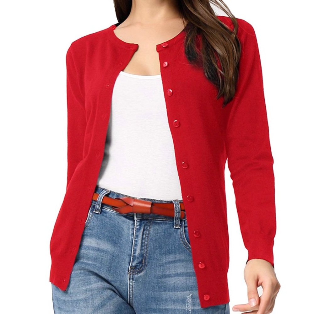 Women’s long sleeve button down sweater cardigan - Picture 2 of 6